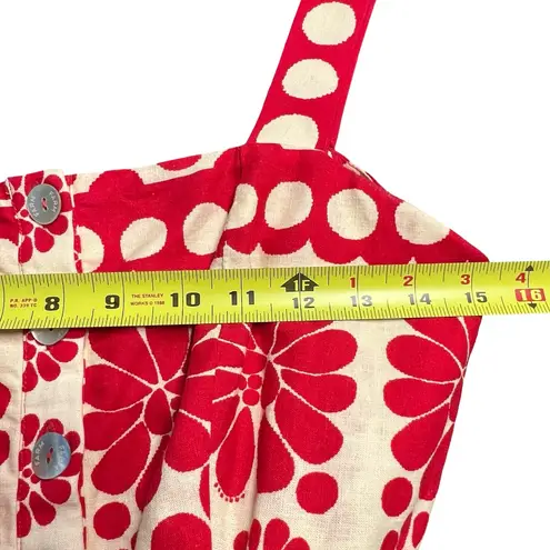 Farm Rio Womens Palermo Linen Romper Size M Red White Resort Tropical Vacation