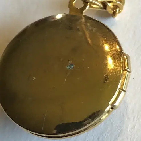 Vintage Gold Tone Avon CZ Citrine Rhinestone Locket Pendant Necklace