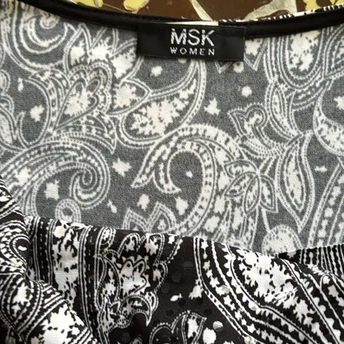 MSK WOMAN Elegant Black and White Paisley Women's Top SZ: 1X