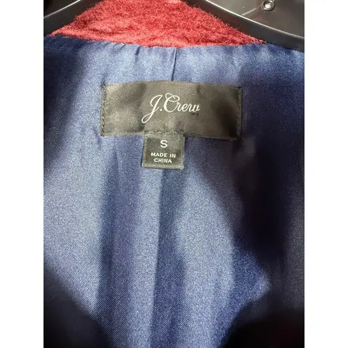 J.Crew Fuzzy Burgundy Zip Front Vest Women’s Small – Faux Fur Sherpa Layer Red