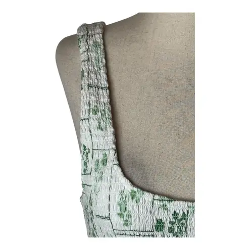 Asos Design Dress Women 6 White Green Floral Shirred Tiered Sundress Maxi Boho