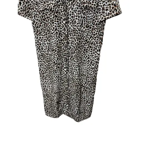 Maggy London Vintage Leopard Print Button Front Shirt Dress Size 8 Midi