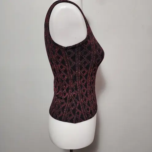 Vintag Jump Apparel 90s Red & Black Metallic Chain Link Tank Size Small