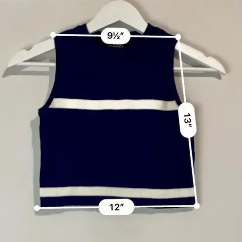 Cider Women’s Striped Knitted Cami Crop Vest Top Blue Stripes Size Medium EUC