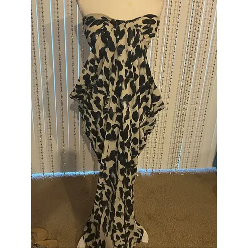 NWT NYCO Gabrielle Union Leopard Print Strapless Dress Black / Beige XL