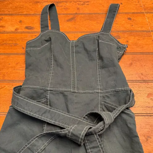 Modcloth  Dark Green Utility Jumpsuit Wide Leg Tie Waist XXS