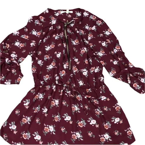Wishful park NWT cranberry color floral zip up top