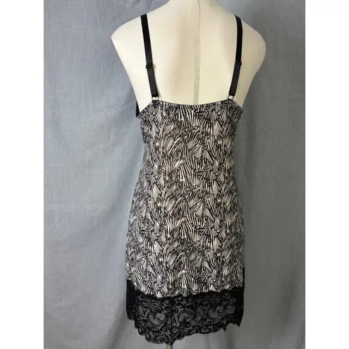 Vintage Delta Burke 2X Lace Trim Slip Dress Chemise Zebra Print Lingerie Plus Black Size XXL