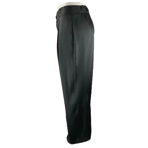 River Island Women's Black Silk Satin High Rise Wide Leg Trousers Pants Size 20