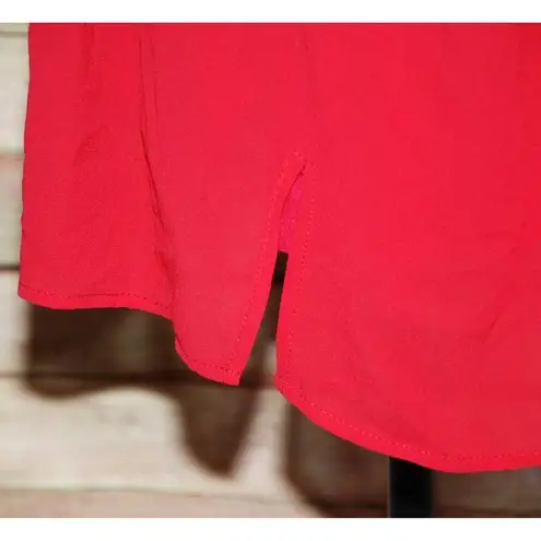 Carmen Marc Valvo Red Blouse Tunic Plus Size 3X Zip Up Tie Up Keyhole Neckline - Image 6