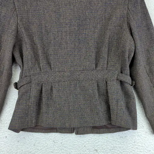 Vtg Braebrook Women's Wool Houndstooth Harrington Jacket 10 Petite Brown Cinch Size 10P