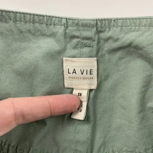 Rebecca Taylor La Vie Sage Cotton Twill Belted High Rise Trouser Pant 28