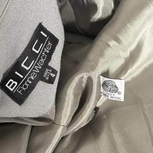 Vintage Bicci Florine Watcher Blazer Womens 4 Wool Mother Of Pearl Buttons Green