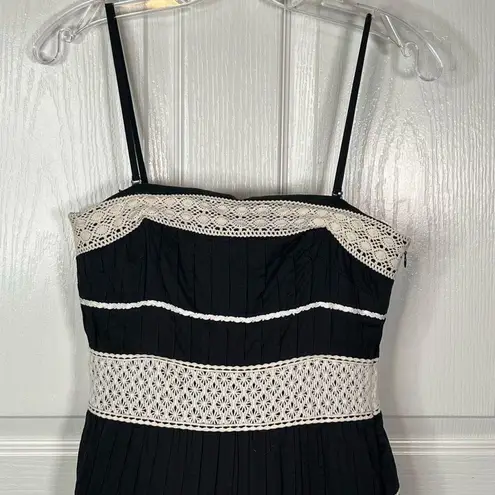 Ann Taylor  Black And White Lace Striped Aline Dress