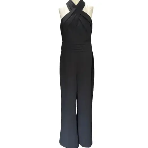 Adelyn Rae Black Cindy Halter Sleeveless Jumpsuit  Women's Black Size Medium