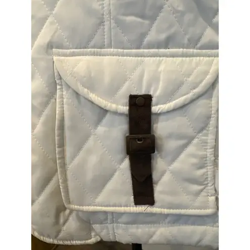 Chadwick's Quilted Jacket White Stand Collar Buckle Pocket Womens Size S