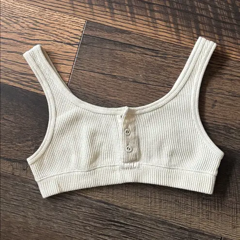 SKIMS Cream Waffle Knit Henley Bralette Size Small