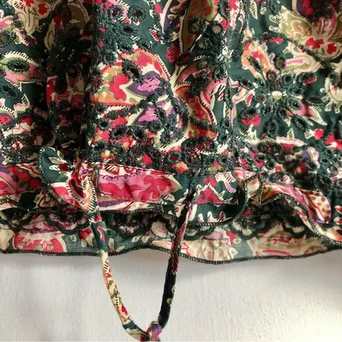 Jennifer Grace NWOT JENNIFER & GRACE Cropped Floral Peasant Puff Sleeve Boho Top Multicolor M