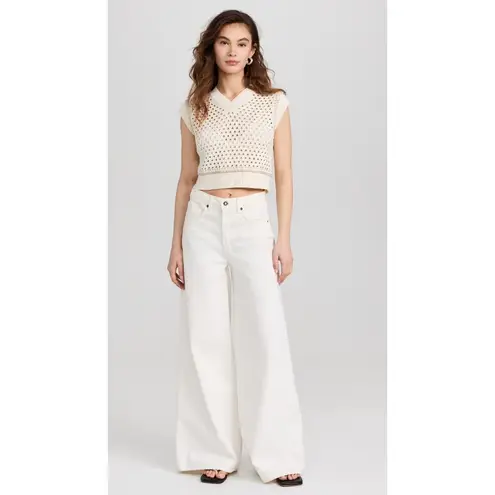 Guest In Residence Mesh Crop Vest in Cream Small New Womens Knit Tank Top