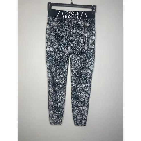 Cycle House Women's Leggings Size L Black White Marble Print Activewear Pants Size L