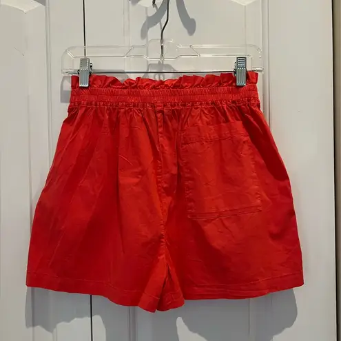 NWOT Monrow Poplin Paperbag Shorts Fire Coral Size Small