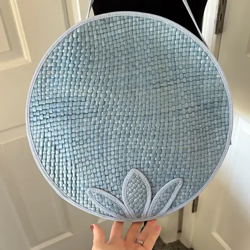 Unique Vintage Sky Blue Woven Crossbody Bag
