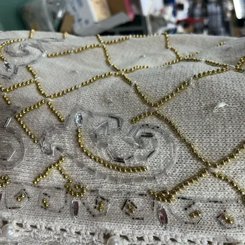 Claudia D. Vintage Beaded Vest XL White