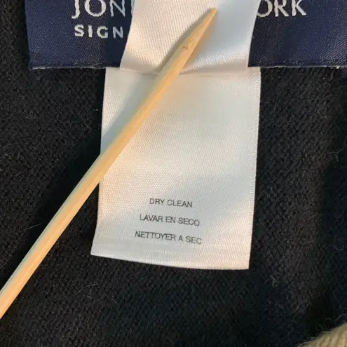 JONES NEW YORK SIGNATURE Black Tan Buttons Poncho Cape One Size Sophisticated