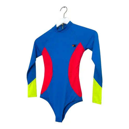 Aviator Nation Color Block Long Sleeve Surf One Piece Swimsuit XS