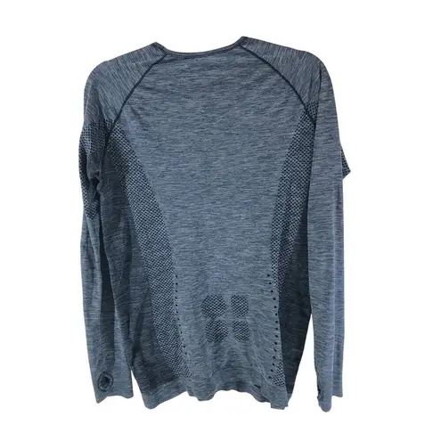 Sweaty Betty Long Sleeve Top Thumbholes Crew Neck Seamless Running Blue L