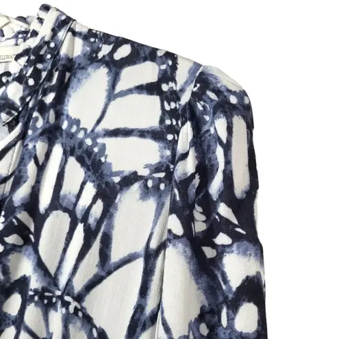 Stillwater Butterfly Abstract Print Long Sleeve Maxi Dress in White/Blue