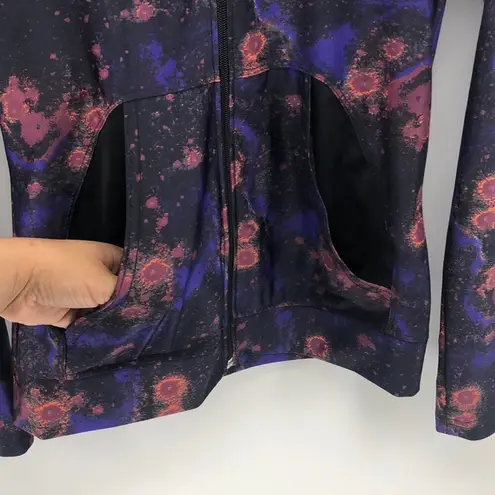 Nike  hooded purple black maroon splotched zip up running performance workout sz