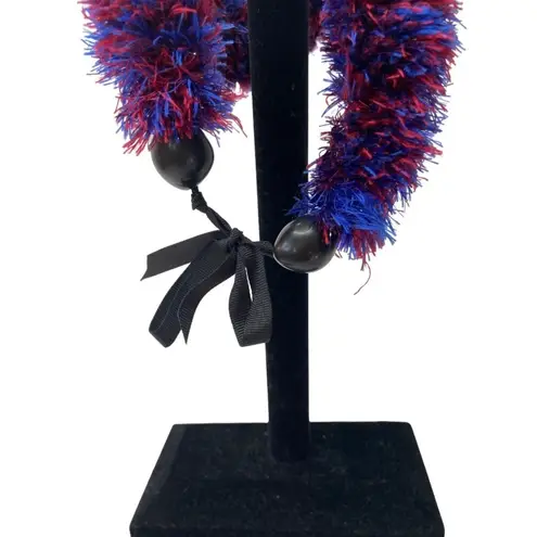 Hand Made Burgundy and Blue Eyelash Yarn Lei 21.5” Drop Class of 2023 Graduation