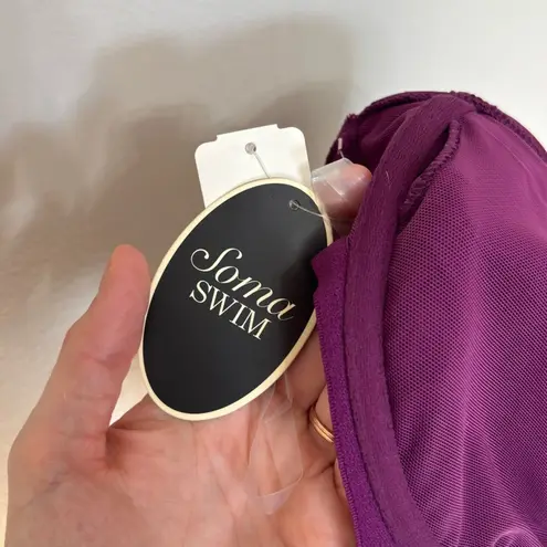 NWT Soma Swim Convertible Halter Bra Cup Sized Tankini Top in Henna Plum 34B Purple