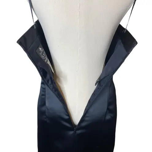 Luxe by Sheila Yen Satin Cocktail Dress Black Size 4