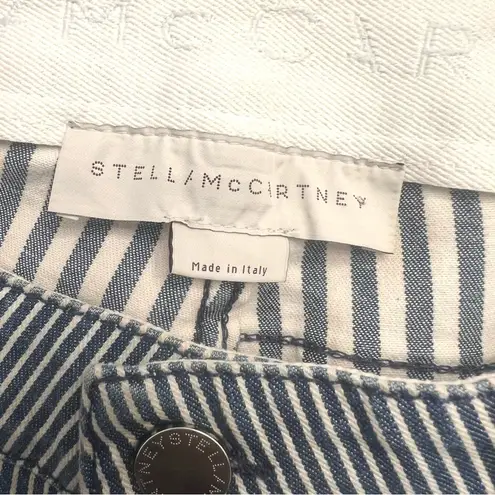 Stella McCartney Blue White Striped Straight Leg Jeans