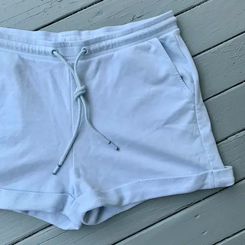 Reiss Pale Blue Annie Jersey Powder Blue Lounge Drawstring Elastic Waist Shorts Sweat Shorts Cotton Blend