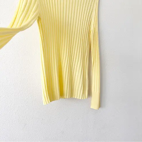 COS Rib-Knit Slim Fit Crew Neck Long Sleeve Top in Yellow