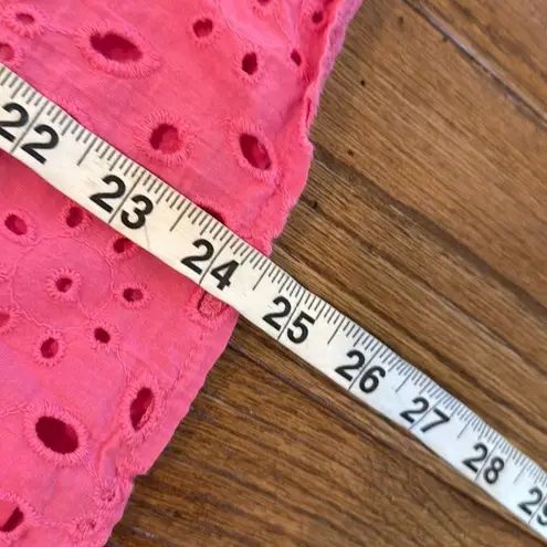 Pretty Garden pink cotton eyelet puff sleeve blouse large