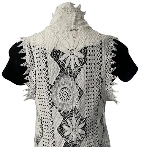 Poof! POOF Francescas White Crochet Boho Tunic Vest Festival Hippie