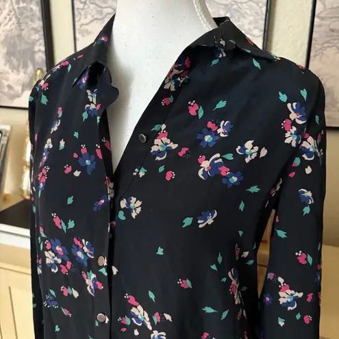 Sézane SEZANE Silk Floral Shirt Dress Button Down Long Sleeve Size XS