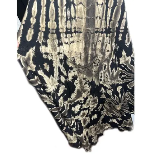 Handmade NWOT Unbranded Black / Sage Green Tie Dye Frilly C-Line Dress Size Small-Medium