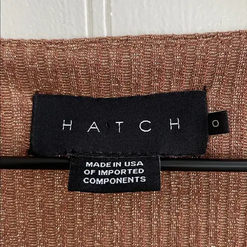 HATCH Maternity Phoebe Dress Ribbed Knit Midi Scoop Neck Metallic Size 0 XS/S Brown