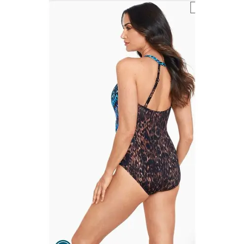 MiracleSuit Wrapsody One Piece Swimsuit Size 10 Brown Multi NEW Tummy Control