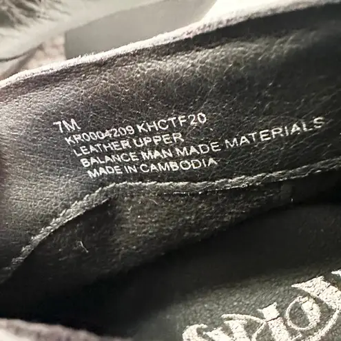 Kork-Ease Korks Women Black Brown Crackle Leather Gemini V Stacked Heel Ankle Boots 7 NWOB