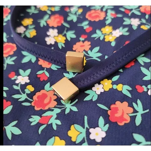 Lands End floral ditsy blue laced back tankini top UPF 50 size 12D No Pads