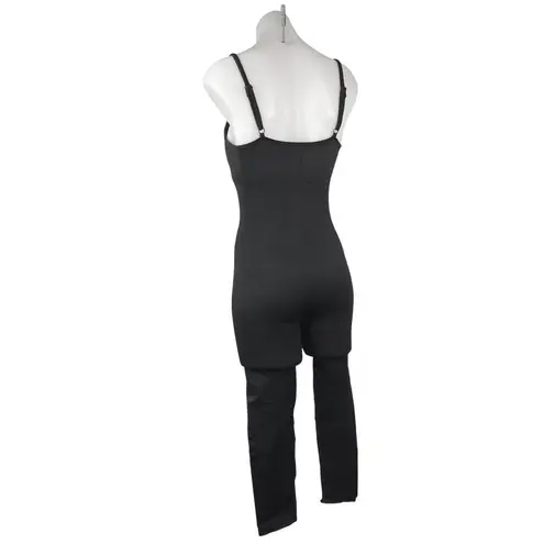 OQQ Black Scoop Spaghetti Strap Tummy Control One Piece Bodysuits Jumpsuit Sz L Size L