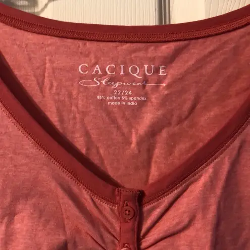 Cacique NWT Sleepwear Short Sleeve Rose Tee 22/24