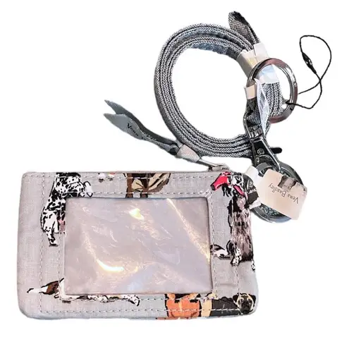 Vera Bradley  Dog Show Zip ID and Lanyard Gray