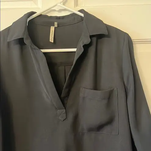 Mittoshop Black Blouse with V-neck and 3/4 Sleeves